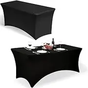 2PCS 6FT Rectangular Tight Fit Table Cover Spandex Stretch Trestle Tablecloth (Set of 2-183x76x76cm)