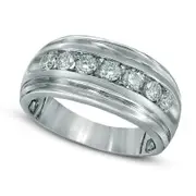 Men's 1.0 CT. T.W. Natural Diamond Wedding Band in Solid 10K White Gold