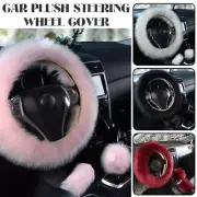 Faux Wool Fur Fluffy Car Steering Wheel Cover Handbrake Gear Knob Covers~