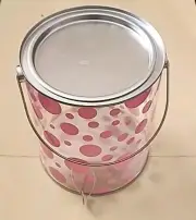 Bella Bug Large Paint Can Lid Clear Pink Polka Dot 5" X 6" BPA Free Gift Box