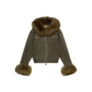 [Blumarine] Blumarine Fur-trimmed Bomber Jacket 40 IT GREEN