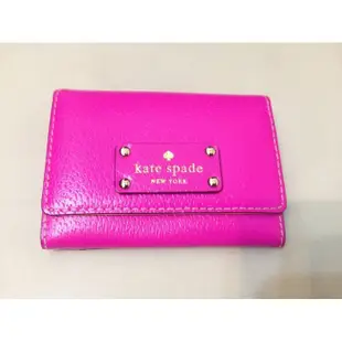 美國紐約 Kate Spade 專櫃桃紅色名片夾卡夾 悠遊卡夾 零錢包鑰匙包