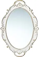 LONGWIN Vintage Oval Mirror for Wall Decor, Ornate Hanging Small Mirrors for Living Room/Bedroom, Perfume/Vanity Tray 10 x 14.5 Inch White