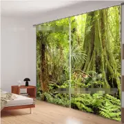 3D Green tree 6 Blockout Photo Curtain Printing Curtains Drapes Fabric Window AU