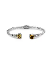 Samuel B. Jewelry 18K & Sterling Silver 2.90 ct. tw. Citrine Hinged Bangle Bracelet