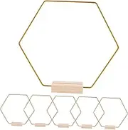 Cabilock 6 Set Dreamcatcher Metal Rings with Base DIY Floral Wreath Craft Hoops for Table Decor Hexagon Shape for Weddings and Events Versatile Crafting Supplies