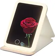 Travel Mirror with Light - Tabletop Cosmetic Mirror,3 Color Light Modes, Touch Control Compact Rechargeable LED Glass for Women Girls
