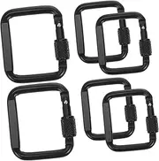 6 Pcs Heavy Duty Metal Square Locking Carabiner Clips for Keychains Durable Key Ring Holder for Outdoor Camping Hiking and Everyday Use