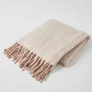 Inner Spirit Herringbone Super Soft Acrylic Fringe Throw -Rose Quartz