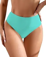 [AFOLIRY] Women's Sexy High Waisted High Cut Cheeky Thong Bikini Swimsuit Bathing Suit Bottoms