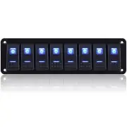 Rocker Switch Panel 8 Gang Aluminum Waterproof 12V/24V Toggle Switch Panel, On-O