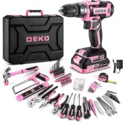 Pink Drill Tool Kit Set: 20V Cordless Power Box with Battery