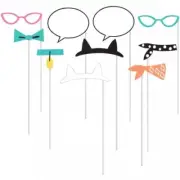 Purr-Fect Kitty Cat Party Photo Booth Props 10 Pack Paper 10" Girls Party Decor