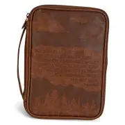 Wings of Eagles Scripture Natural Brown Thinline Vinyl Bible Cover with Handle