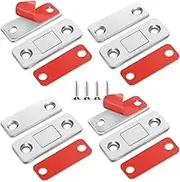 4 Pack Magnetic Door Catch, Ultra Thin Cabinet Magnets Stainless Steel Cabinet Door Magnetic Catch, Adhesive Cabinet Door Magnets for Kitchen Closet Drawer Magnetic Cabinet Latch