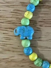 Elephant Stretch Beaded Bracelet, Howlite Turquoise Bracelet, Handmade