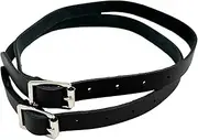 MP2MINGPIN Black Spur Straps – Leather with PU Coating, Zinc Alloy Buckle, Flexible & Durable –English spur Straps for Horse Riders & Trainers
