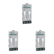 3x Sansai 8-Pin to 3.5 mm Stylish Audio Connector Socket Port 12 cm White