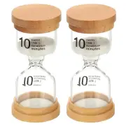 10 Minute Sand Timer, 2 Pcs High Borosilicate Glass Wooden Sand Watch, White