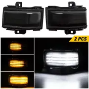 [SMOKED] Switchback LED Strips Mirror Towing Light Pair For 17-22 Ford Superduty