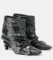 [The Attico] The Attico Juno 95 snake-effect leather ankle boots AU 8 black