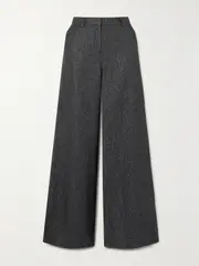 [L'AGENCE] L'AGENCE - Pilar Metallic Herringbone Wool-blend Wide-leg Pants - Gray - US4 US 4 Gray