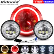 Red Halo 7" LED Headlight +4.5" Passing Lights For Harley Davidson Fat Boy FLSTF