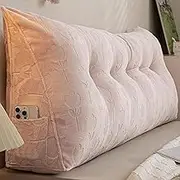 Large Triangular Headboard Wedge Pillow, Reading Pillow for Sitting in Bed-Backrest Positioning Support Long Bolster Pillow for Daybed with Removable Soft Velvet Covers (2 150X50cm)