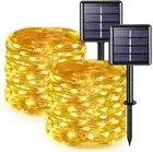 2 Pack Solar Fairy Lights Warm White, 100 LED 33Ft Solar String Lights Outdoor W