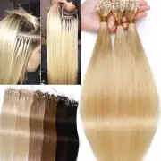 200S THICK Remy 100% Human Hair Extensions Micro Loop Ring Beads Full Head 1G/S
