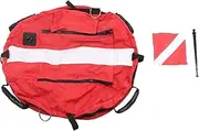 Training Buoy, Freediving Inflatable Float Ball with 3 Drings 6 Handles Inner Compartment, Watersurface Floating Board for Diving Spearfishing Snorkeling