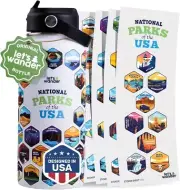 Lets Wander National Parks Water Bottle with Waterproof Stickers