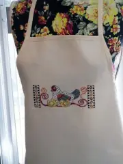 Canvas Apron, Hen - Counted Cross Stitched, By MMM