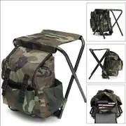 GGP Camouflage Foldable Backpack With Built In Chair Multi Functional Outdoor Camping Stool Bag