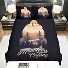 Illusion Negative Space Mountains Are Calling Bed Sheets Spread Comforter Duvet