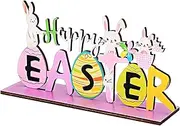 VALICLUD Easter Bunny Table Decor Wood Sign Freestanding Spring Centerpiece Craftsmanship for Home Holiday Decoration Lasting Use for Easter Celebrations