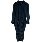 NWT Torrid Black Shirt Button Down Dress Ruching Whimsy goth feminine Size 5x