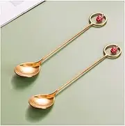 Tablespoons Two-Piece Creative Household Watermelon Fruit Spoon Stainless Steel Cake Ice Cream Dessert Spoon Milk Coffee Stirring Spoon Serving Spoon (Size : B)