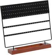 Frediuo Earring Holder Storage Rack Wood Base Jewelry Shelf Display Stand Simple Desktop Jewelry Organizer for Bedroom Shopping Mall