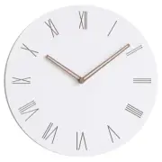 Modern Minimalist Wood on White Silent Wall Clock (Roman Numerals)