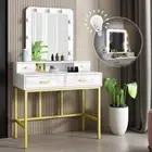 Dressing Table Mirror Makeup Vanity Jewellery Cabinet Table with 9 LED Bulbs