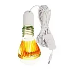 LED E27 Solar Bulb Light Anti-Glare Spiral Bulb with Cable Warm White Light Bulb