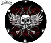 2004+ HARLEY DAVIDSON SPORTSTER 883 1200 DERBY CLUTCH COVER CROSSBONE SKULL
