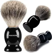 (Black) - Perfecto 100% Pure Badger Shaving Brush--Now with choice of Original or Black and Silver handle