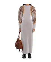 lurex jacquard maxi dress FR36 Silver/Brown