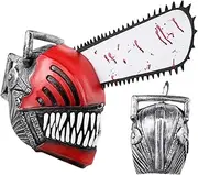 Halloween Anime Chainsaw Man Cosplay FullHead Masks Costume Props For Party | Chainsaw Man Helmet For Halloween Cosplay,Chainsaw Man Masks,Realistic Face Cover For Halloween Decor