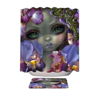 Fine Art the Language of Flowers Irises Girl Shower Curtain