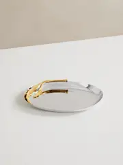 [L'Objet] L'Objet - Fern Small Gold-plated Stainless Steel Tray - Silver - One size One size Silver