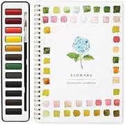 Watercolor Workbooks, Watercolor Paper, Beginner-Friendly Flowers Watercolor Workbooks, 12 Colors Watercolor Paint Set with Paint Brush, watercolor Book for Teens、Adults