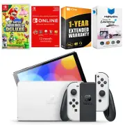Nintendo Switch White OLED + New Super Mario Bros. U + NSO 1 Year Membership